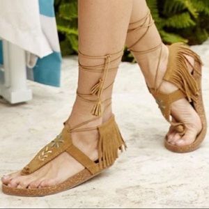 NEW Altar'd State Brown Fringe Helena Cue Sandals